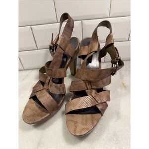 Nine West Faux snake animal heels sandals "NWBobbyJo" 9M